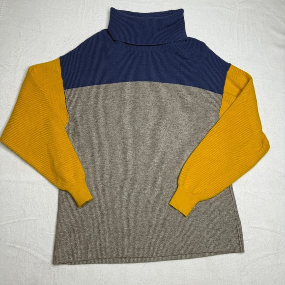 Free People Softly Sturctured Colorblock Turtleneck Sweater Cozy Relaxed S - Picture 3 of 8